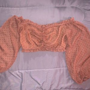NASTYGAL (M) coral ruffled longsleeve croptop